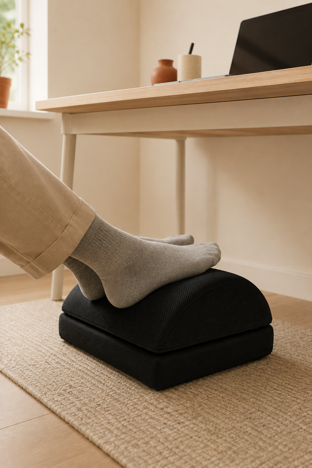 CHOSAE Under-Desk Foot Rest - black, resting feet under desk